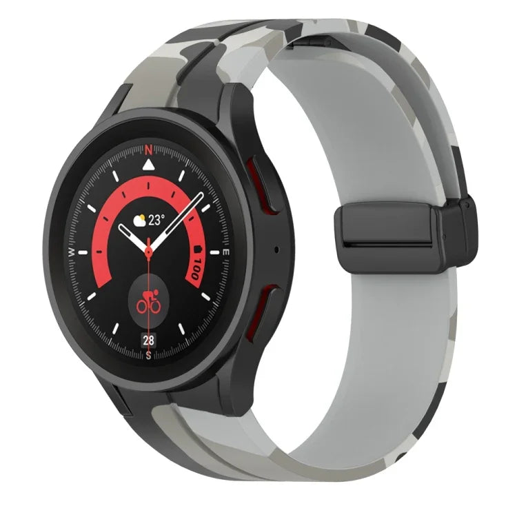 Pulseira de relógio em silicone camuflado com fecho magnético, para Samsung Galaxy Watch5 / 5 Pro / Watch 4 / 4 Classic