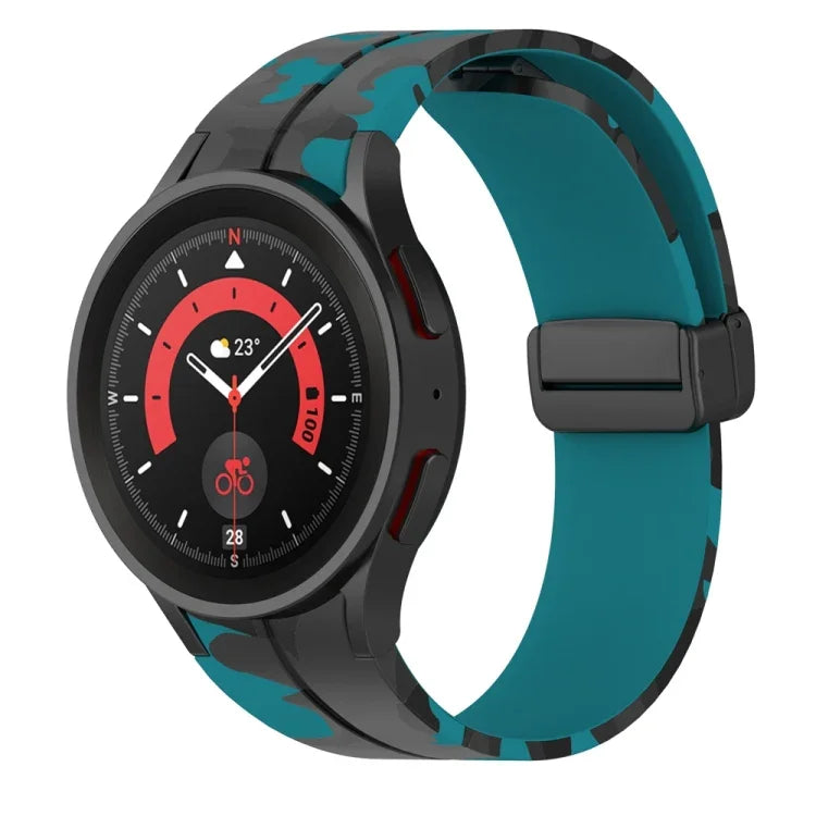 Pulseira de relógio em silicone camuflado com fecho magnético, para Samsung Galaxy Watch5 / 5 Pro / Watch 4 / 4 Classic