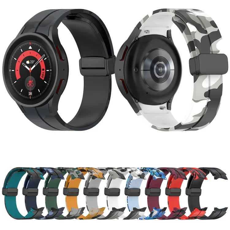 Pulseira de relógio em silicone camuflado com fecho magnético, para Samsung Galaxy Watch5 / 5 Pro / Watch 4 / 4 Classic
