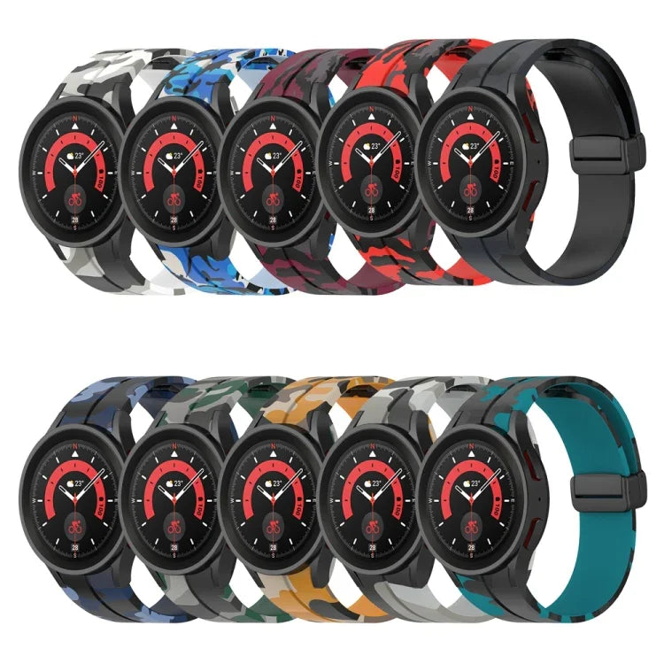 Pulseira de relógio em silicone camuflado com fecho magnético, para Samsung Galaxy Watch5 / 5 Pro / Watch 4 / 4 Classic