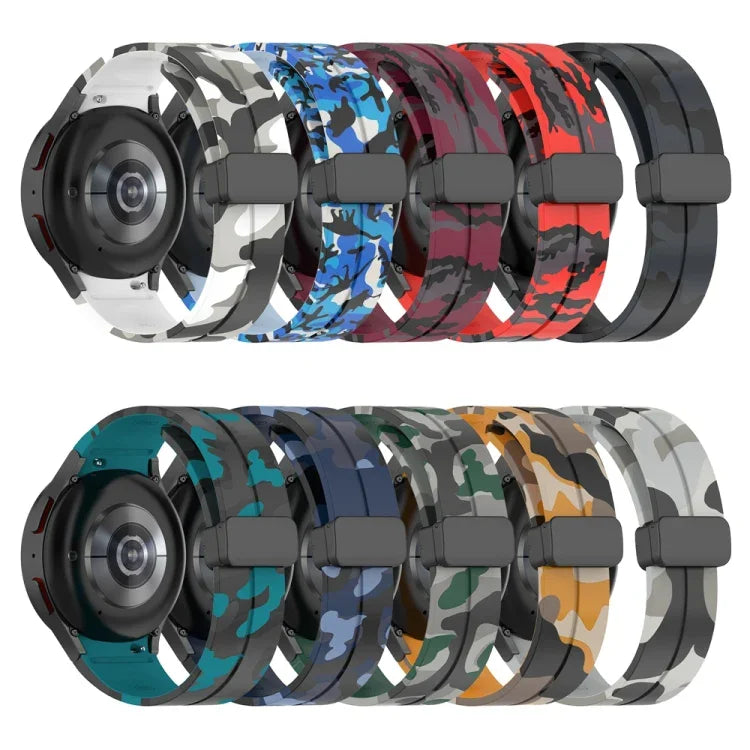 Pulseira de relógio em silicone camuflado com fecho magnético, para Samsung Galaxy Watch5 / 5 Pro / Watch 4 / 4 Classic