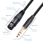 Cabo de Microfone 6.35mm 1/4 TRS Macho para XLR 3 Pinos Fêmea, 1m, 1.8m, 3m, 5m, 10m