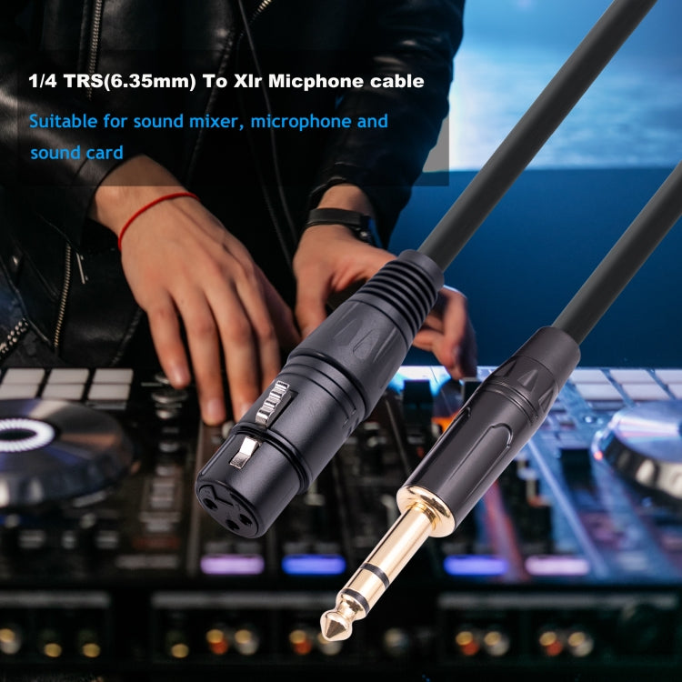 Cabo de Microfone 6.35mm 1/4 TRS Macho para XLR 3 Pinos Fêmea, 1m, 1.8m, 3m, 5m, 10m