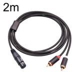 Cabo de áudio divisor em Y RCA20 XLR fêmea para duplo RCA, 1m, 2m, 3m