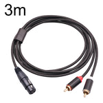 Cabo de áudio divisor em Y RCA20 XLR fêmea para duplo RCA, 1m, 2m, 3m