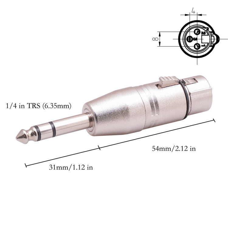 Adaptador LZ1179 6,35mm 1/4 TRS macho para XLR 3 pinos fêmea, LZ1179
