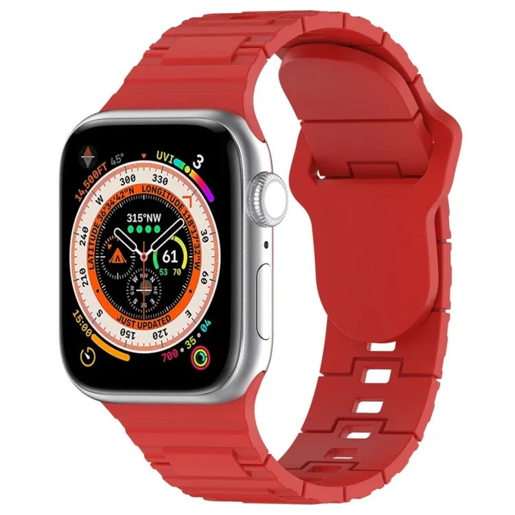 Square Buckle Armor Style Silicone Watch Band, For Apple Watch 9 45mm, For Apple Watch 9 41mm