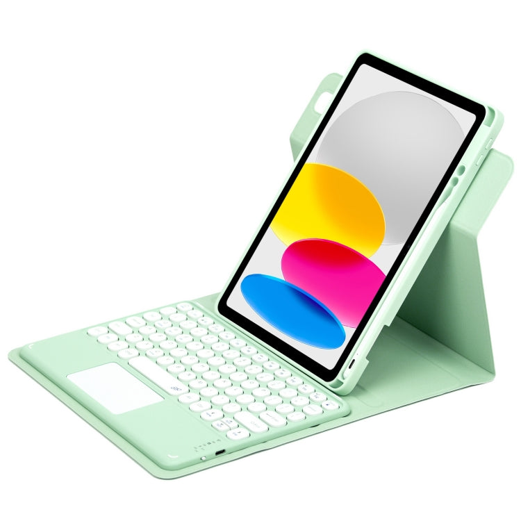 Estojo de couro com teclado Bluetooth rotativo 360 graus com botão redondo e touchpad, para iPad 10ª geração 10,9 2022, para iPad Air 2022 / iPad Pro 11 2021, para iPad 10,2 2021 / Air 2019