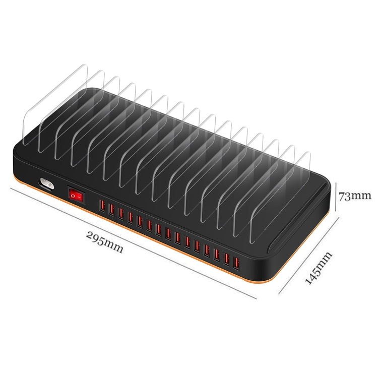 WLX-815P Dock de Carregamento Rápido USB 180W com 15 Portas e Suporte, Carregador Inteligente, 180W Ficha US, 180W Ficha EU, 180W Ficha UK, 180W Ficha AU