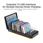 WLX-815P Dock de Carregamento Rápido USB 180W com 15 Portas e Suporte, Carregador Inteligente, 180W Ficha US, 180W Ficha EU, 180W Ficha UK, 180W Ficha AU