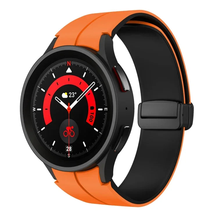 Correia de relógio em silicone com fivela magnética dobrável de duas cores, para Samsung Galaxy Watch 6 / 6 Classic