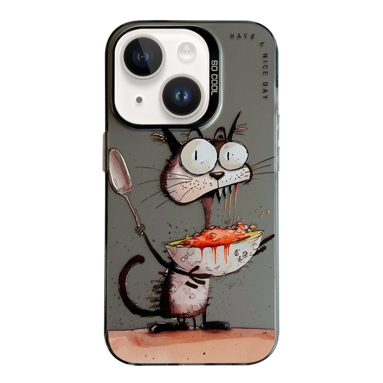 Capa para Telemóvel PC + TPU Série Pintura a Óleo com Padrão Animal, Para iPhone 14 Plus