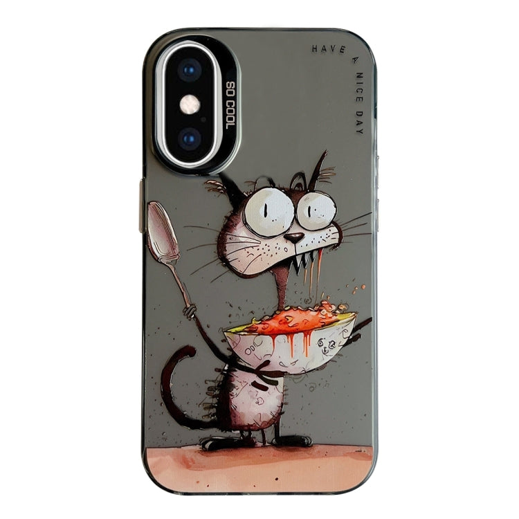 Capa para Telemóvel PC + TPU Série Pintura a Óleo com Padrão Animal, Para iPhone XS Max