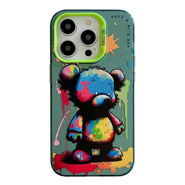 Capa para telemóvel PC + TPU da série pintura a óleo com padrão animal, Para iPhone 16 Pro Max