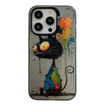 Capa para telemóvel PC + TPU da série pintura a óleo com padrão animal, Para iPhone 16 Pro Max