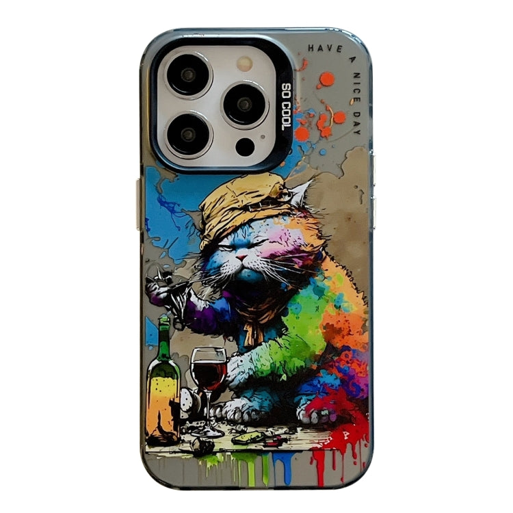Capa para telemóvel série pintura a óleo padrão animal PC + TPU, para iPhone 16 Pro