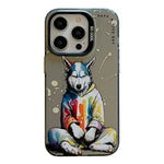 Capa para telemóvel PC + TPU da série pintura a óleo com padrão animal, Para iPhone 16 Pro Max