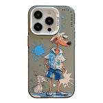Capa para telemóvel PC + TPU da série pintura a óleo com padrão animal, Para iPhone 16 Pro Max