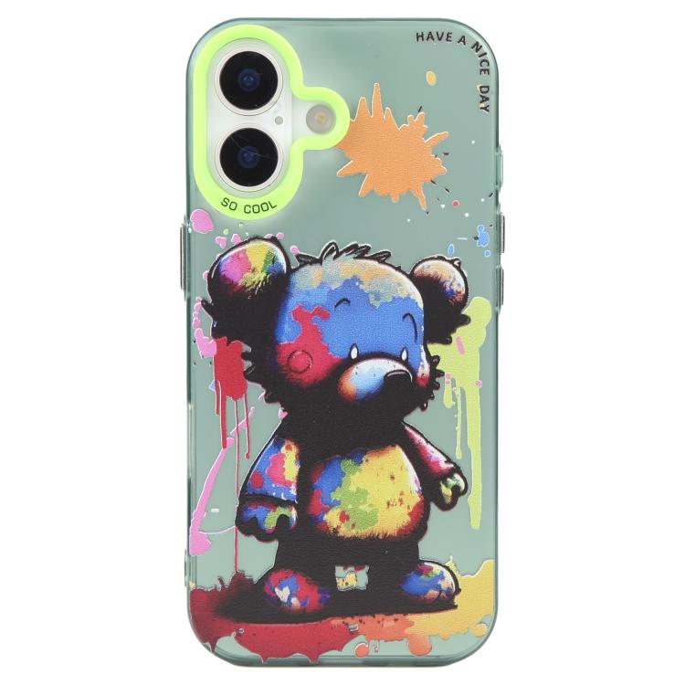 Capa para telemóvel série pintura a óleo padrão animal PC + TPU, para iPhone 16 Plus