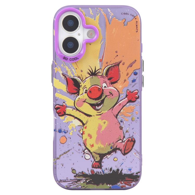 Capa para telemóvel série pintura a óleo padrão animal PC + TPU, para iPhone 16 Plus