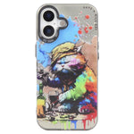 Capa para telemóvel série pintura a óleo padrão animal PC + TPU, para iPhone 16 Plus