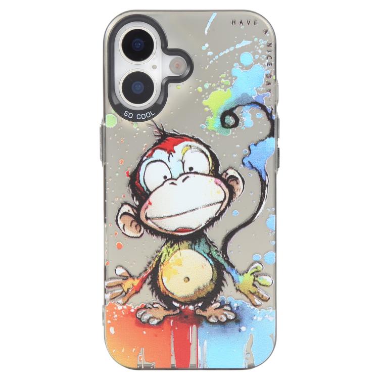 Capa para telemóvel série pintura a óleo padrão animal PC + TPU, para iPhone 16 Plus