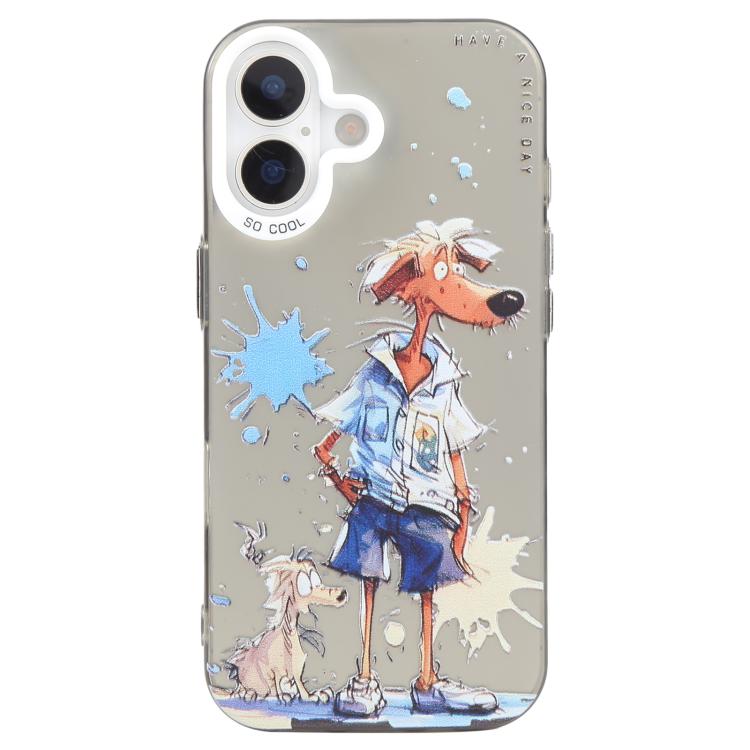 Capa para telemóvel série pintura a óleo padrão animal PC + TPU, para iPhone 16 Plus