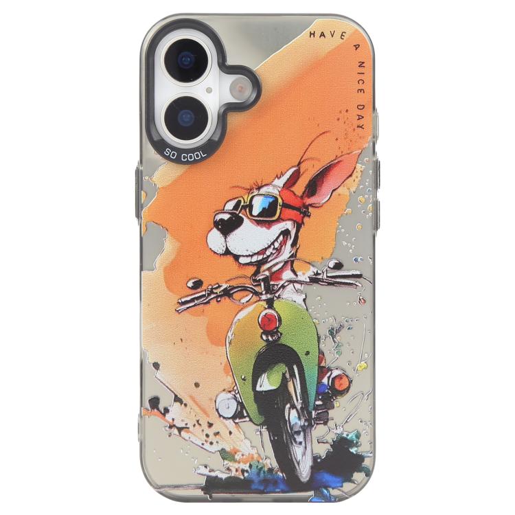 Capa para telemóvel série pintura a óleo padrão animal PC + TPU, para iPhone 16 Plus