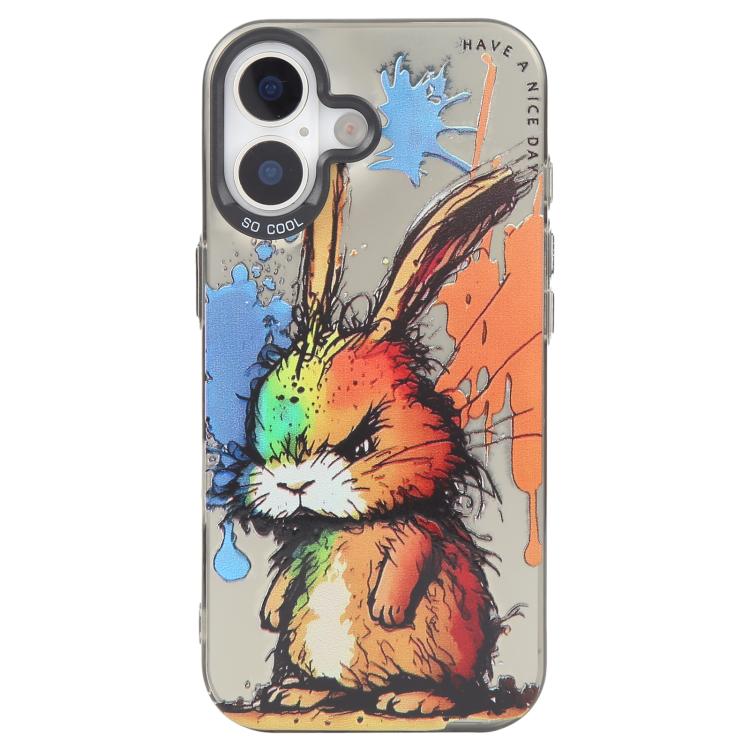 Capa para telemóvel série pintura a óleo padrão animal PC + TPU, para iPhone 16 Plus