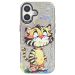 Capa para telemóvel PC + TPU da série pintura a óleo com padrão animal, Para iPhone 17
