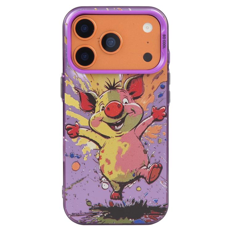 Capa para telemóvel PC + TPU da série pintura a óleo com padrão animal, Para iPhone 17