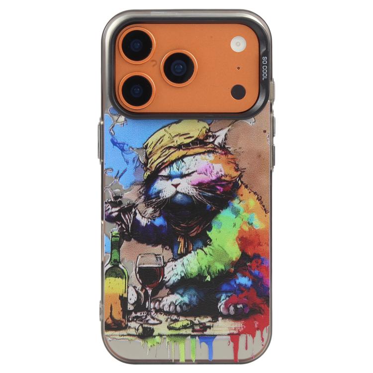 Capa para telemóvel PC + TPU da série pintura a óleo com padrão animal, Para iPhone 17