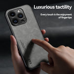 Capa para telemóvel com parte traseira em pele magnética com toque de pele, para iPhone 14, para iPhone 14 Pro, para iPhone 14 Pro Max