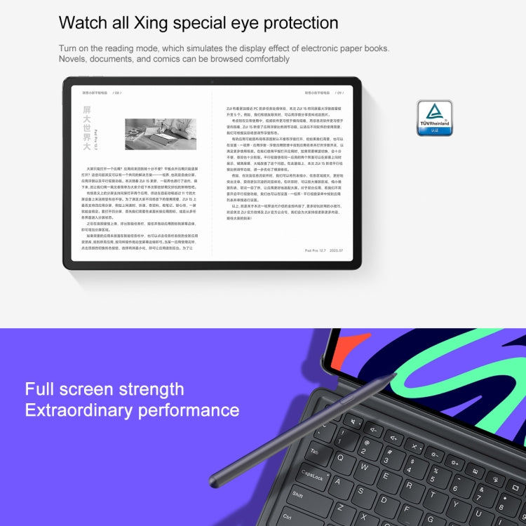 Tablet Lenovo Pad Pro 12,7 polegadas WiFi, Android 13, Qualcomm Snapdragon 870 Octa Core, Suporte para Identificação Facial, 8GB+128GB, 8GB+256GB