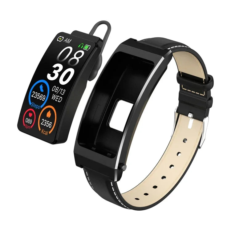 Pulseira Inteligente K13S com Ecrã TFT de 1,14 polegadas e Pulseira de Pele, Suporta Chamadas, Gestão do Sono / Monitorização de Oxigénio no Sangue, Pulseira de Pele