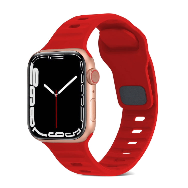 Correia de Relógio de Silicone com Fivela Quadrada às Riscas, Para Apple Watch Ultra 2 49mm, Para Apple Watch Series 9 45mm