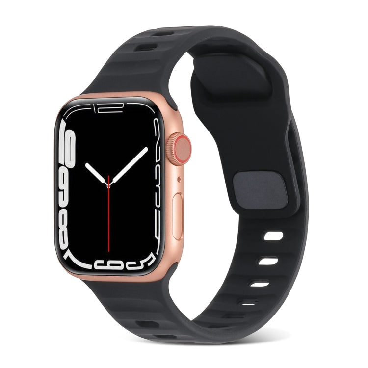 Correia de Relógio de Silicone com Fivela Quadrada às Riscas, Para Apple Watch Ultra 2 49mm, Para Apple Watch Series 9 45mm