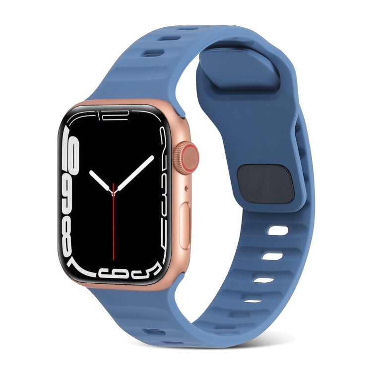 Correia de Relógio de Silicone com Fivela Quadrada às Riscas, Para Apple Watch Ultra 2 49mm, Para Apple Watch Series 9 45mm