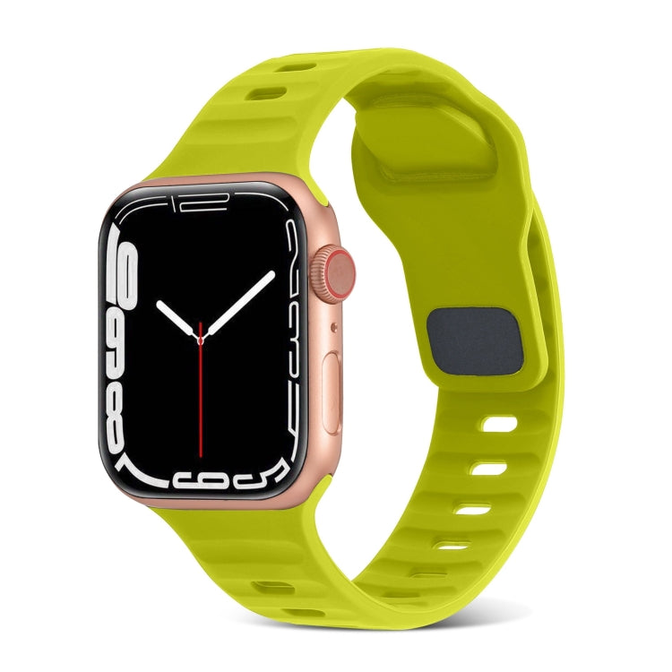 Square Buckle Stripes Silicone Watch Band, For Apple Watch Series 9 41mm, For Apple Watch Ultra 49mm