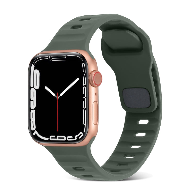 Correia de Relógio de Silicone com Fivela Quadrada às Riscas, Para Apple Watch Ultra 2 49mm, Para Apple Watch Series 9 45mm