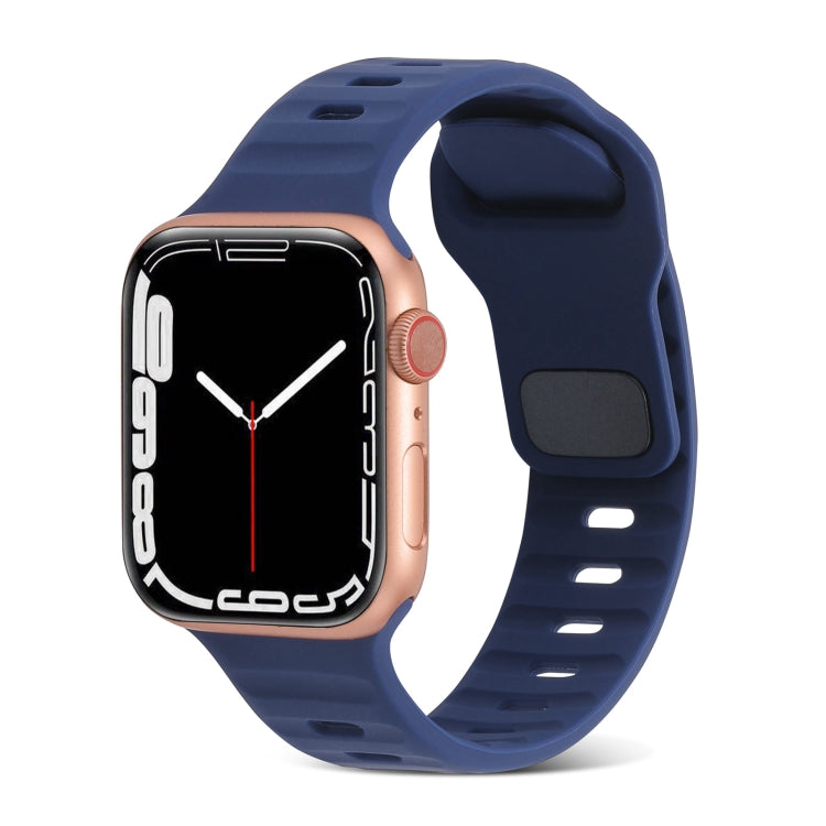 Correia de Relógio de Silicone com Fivela Quadrada às Riscas, Para Apple Watch Ultra 2 49mm, Para Apple Watch Series 9 45mm