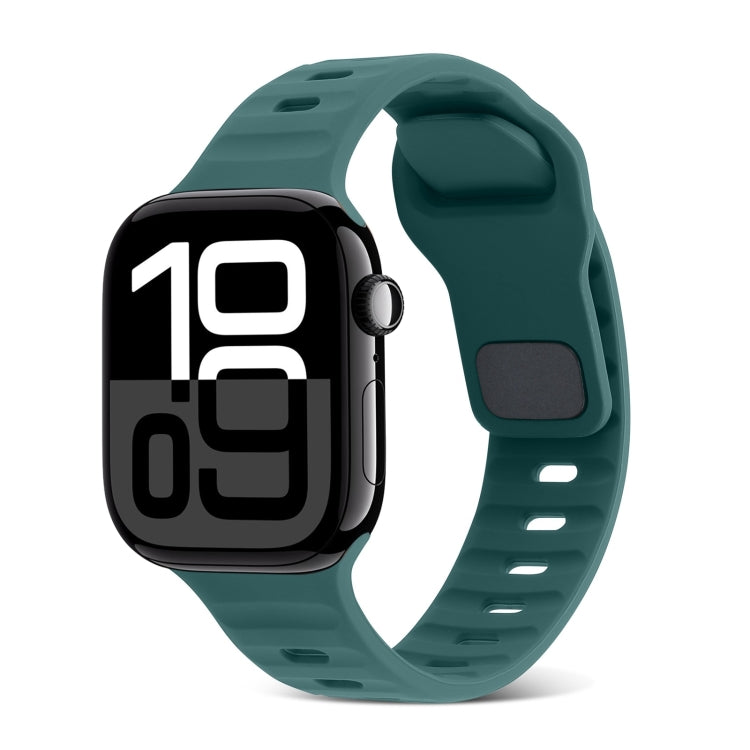 Correia de Relógio de Silicone com Fivela Quadrada às Riscas, Para Apple Watch Series 10 46mm, Para Apple Watch Series 10 42mm