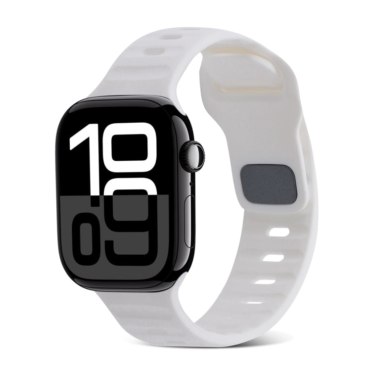 Correia de Relógio de Silicone com Fivela Quadrada às Riscas, Para Apple Watch Series 10 46mm, Para Apple Watch Series 10 42mm