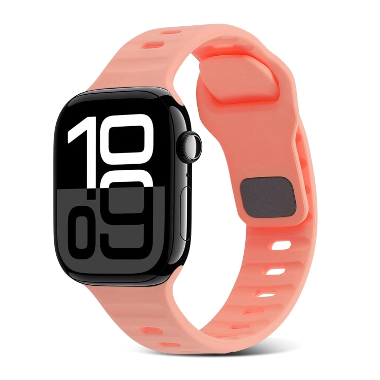 Correia de Relógio de Silicone com Fivela Quadrada às Riscas, Para Apple Watch Series 10 46mm, Para Apple Watch Series 10 42mm