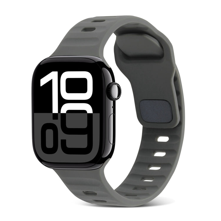 Correia de Relógio de Silicone com Fivela Quadrada às Riscas, Para Apple Watch Series 10 46mm, Para Apple Watch Series 10 42mm