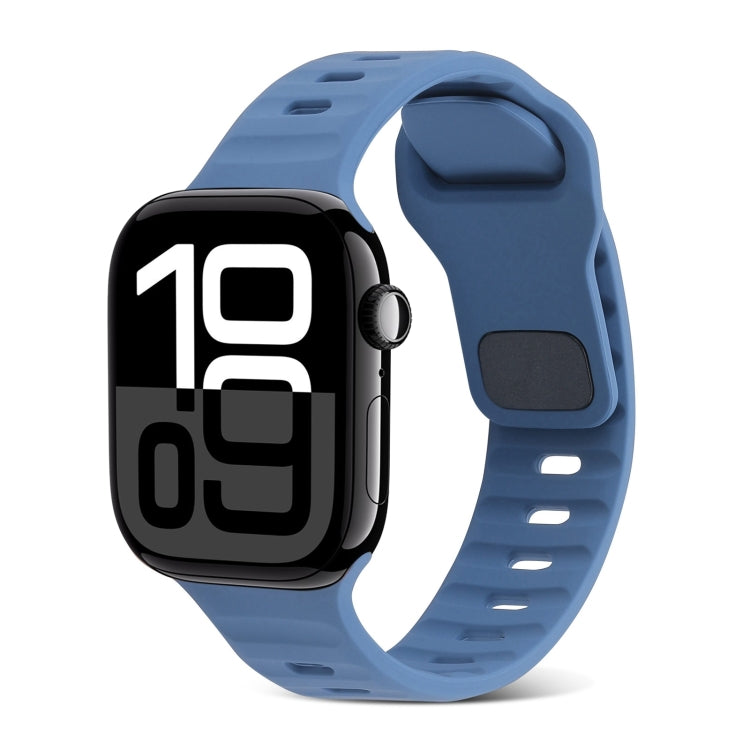 Correia de Relógio de Silicone com Fivela Quadrada às Riscas, Para Apple Watch Series 10 46mm, Para Apple Watch Series 10 42mm