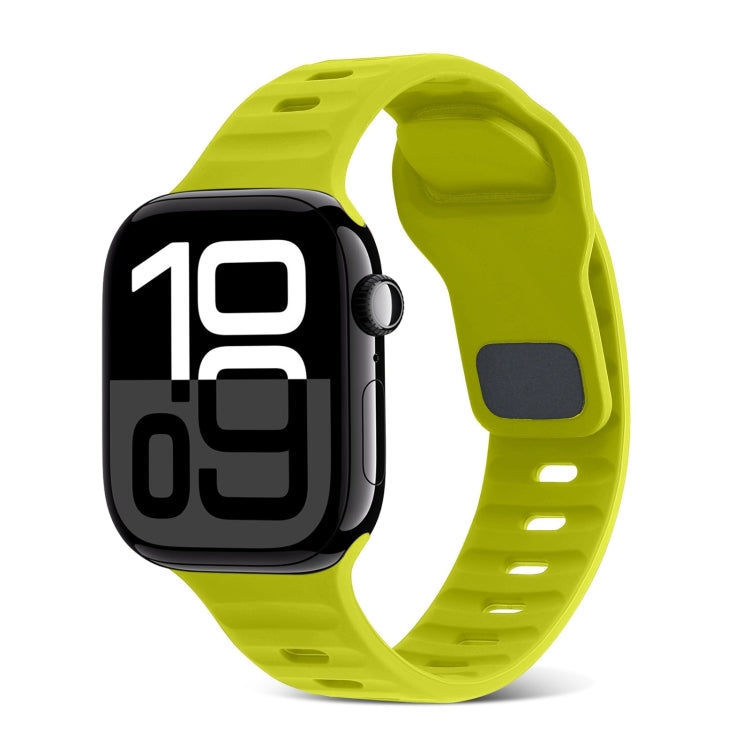 Correia de Relógio de Silicone com Fivela Quadrada às Riscas, Para Apple Watch Series 10 46mm, Para Apple Watch Series 10 42mm