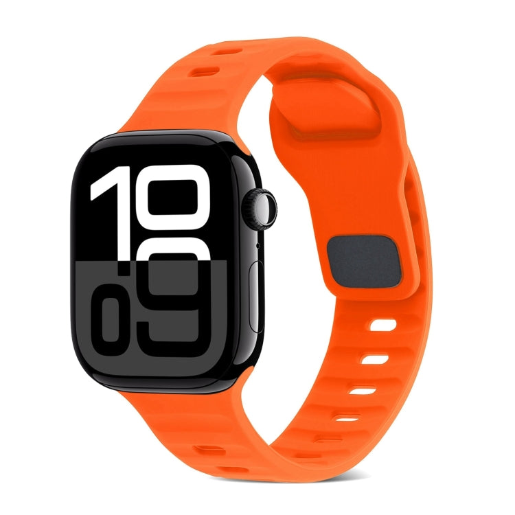 Correia de Relógio de Silicone com Fivela Quadrada às Riscas, Para Apple Watch Series 10 46mm, Para Apple Watch Series 10 42mm