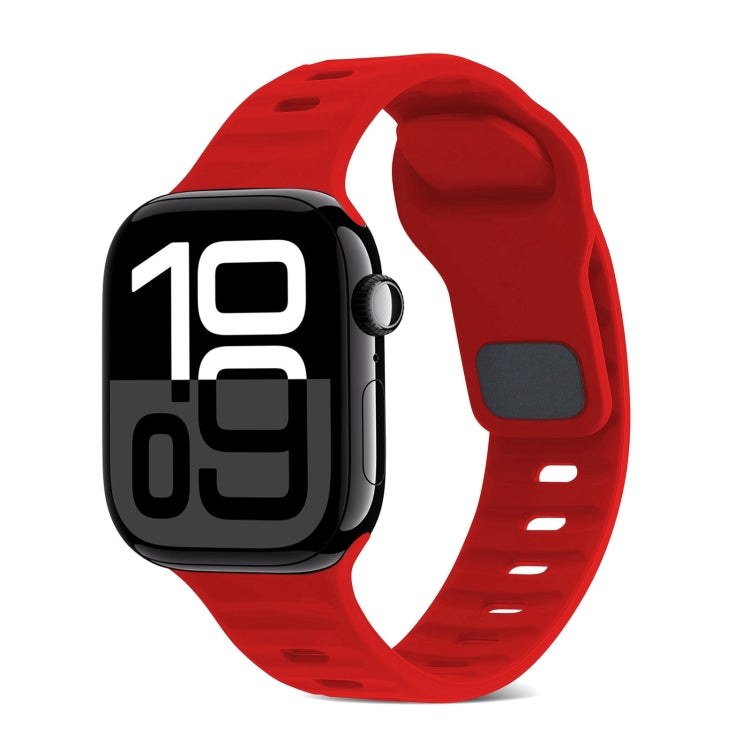 Correia de Relógio de Silicone com Fivela Quadrada às Riscas, Para Apple Watch Series 10 46mm, Para Apple Watch Series 10 42mm