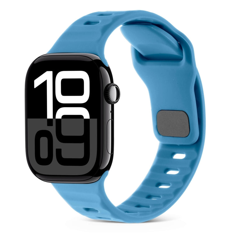 Correia de Relógio de Silicone com Fivela Quadrada às Riscas, Para Apple Watch Series 10 46mm, Para Apple Watch Series 10 42mm